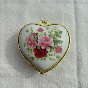 Small Heart Shaped Box with Pink Floral Design